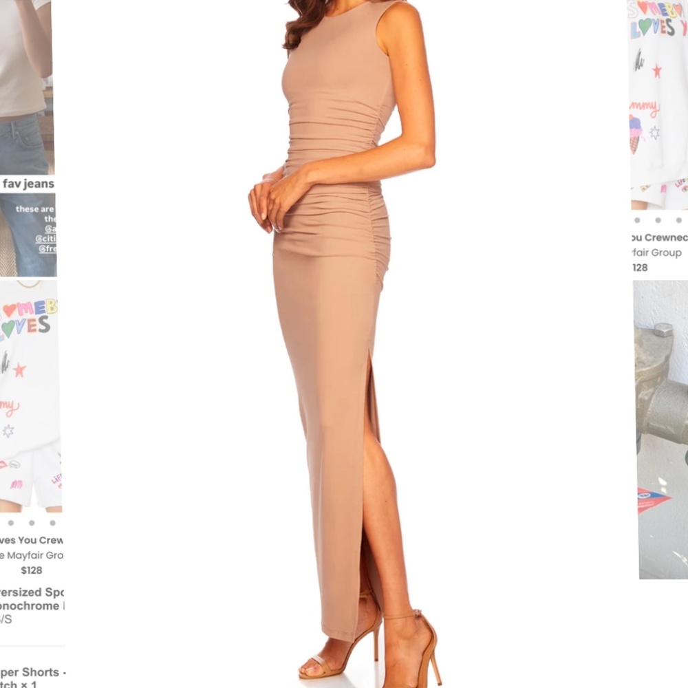 Susana Monaco crew neck gathered side slit dress sz.med. NWT